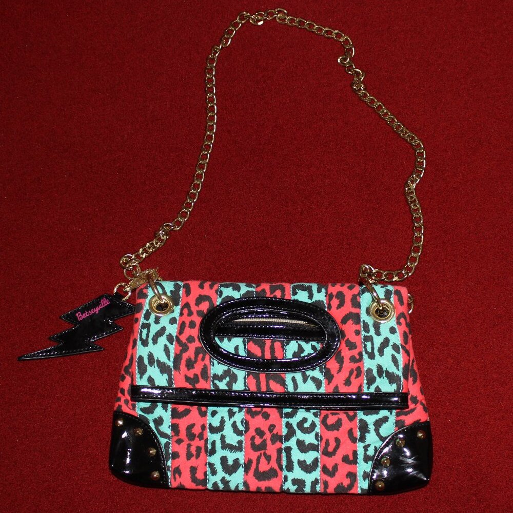 Betsey Johnson Vibrant Leopard Print Crossbody Bag